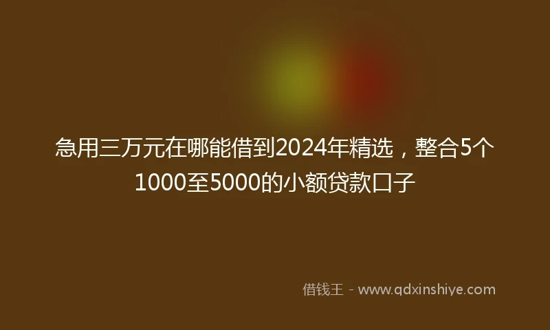 急用三万元在哪能借到2024年精选，整合5个1000至5000的小额贷款口子