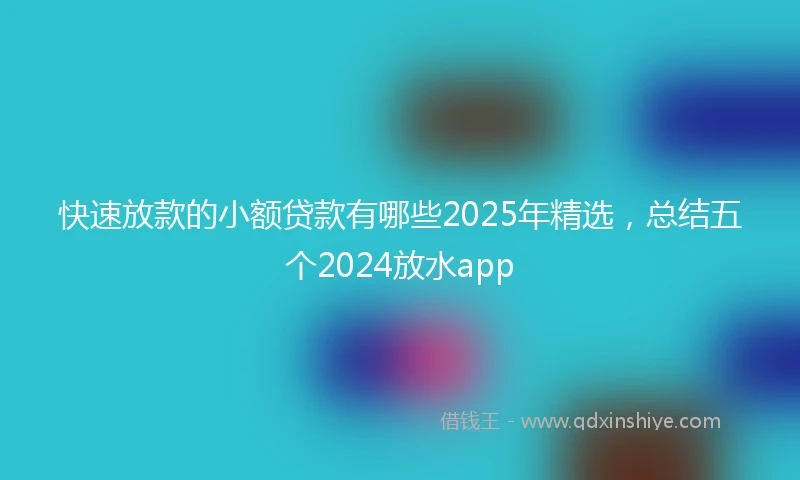 快速放款的小额贷款有哪些2025年精选，总结五个2024放水app