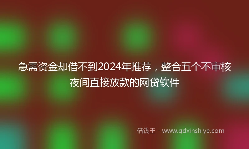 急需资金却借不到2024年推荐，整合五个不审核夜间直接放款的网贷软件
