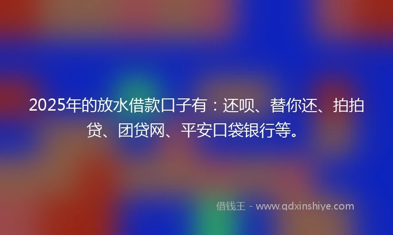 2025年的放水借款口子有：还呗、替你还、拍拍贷、团贷网、平安口袋银行等。