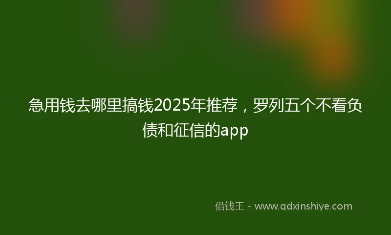 急用钱去哪里搞钱2025年推荐，罗列五个不看负债和征信的app