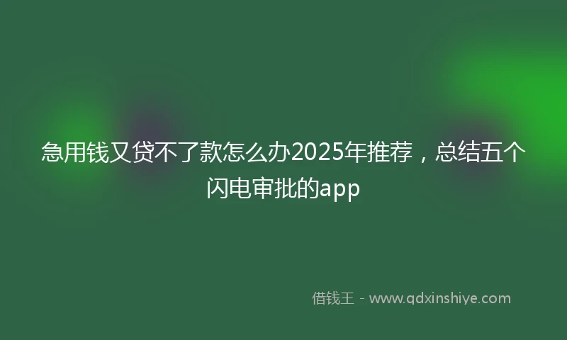 急用钱又贷不了款怎么办2025年推荐，总结五个闪电审批的app