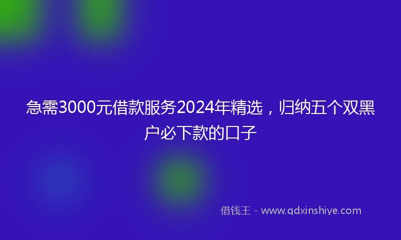 急需3000元借款服务2024年精选，归纳五个双黑户必下款的口子