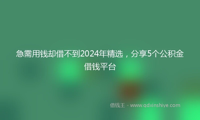 急需用钱却借不到2024年精选，分享5个公积金借钱平台