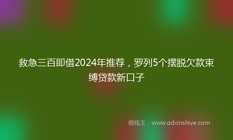 救急三百即借2024年推荐，罗列5个摆脱欠款束缚贷款新口子