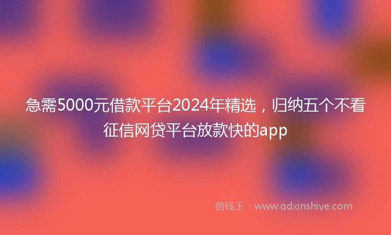 急需5000元借款平台2024年精选，归纳五个不看征信网贷平台放款快的app