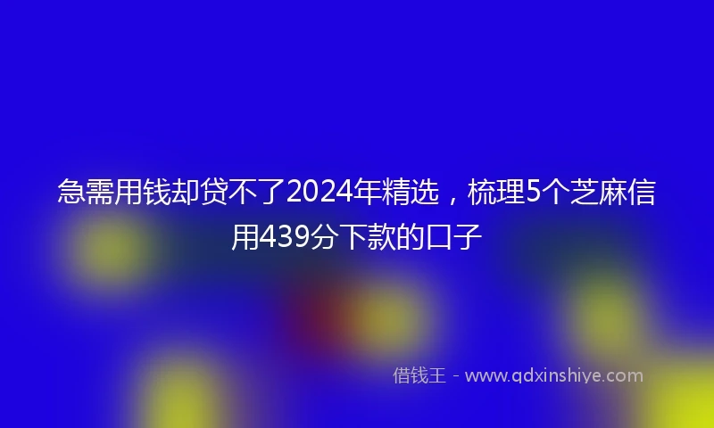 急需用钱却贷不了2024年精选，梳理5个芝麻信用439分下款的口子