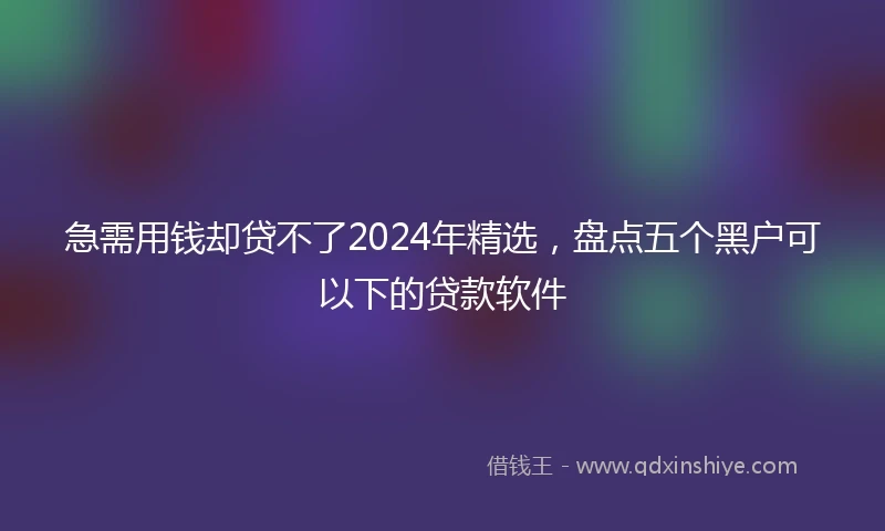 急需用钱却贷不了2024年精选，盘点五个黑户可以下的贷款软件