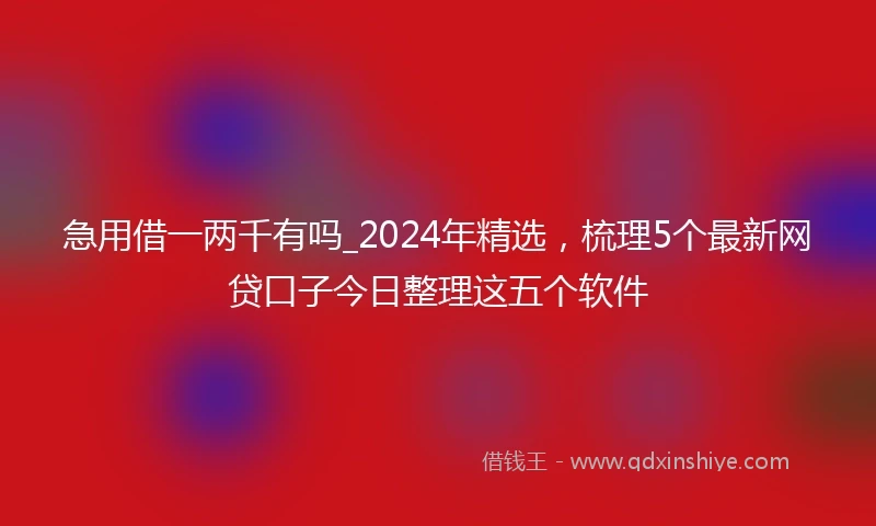 急用借一两千有吗_2024年精选，梳理5个最新网贷口子今日整理这五个软件
