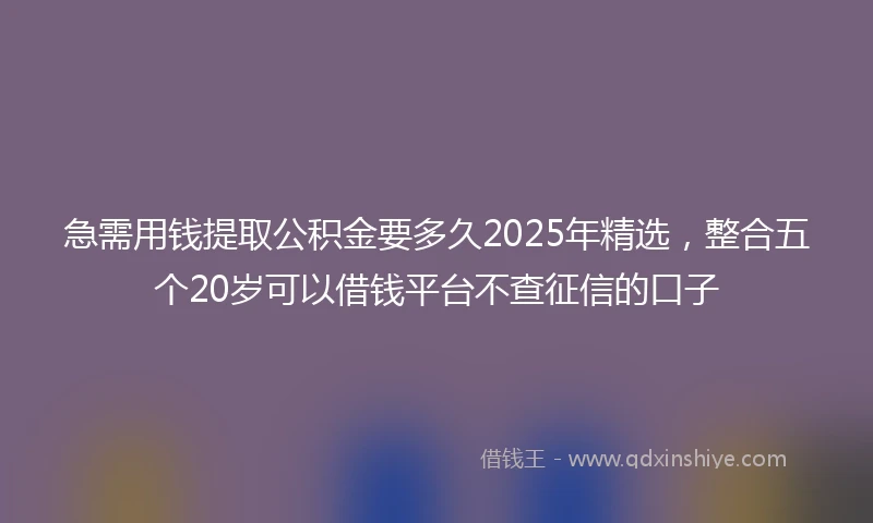 急需用钱提取公积金要多久2025年精选，整合五个20岁可以借钱平台不查征信的口子