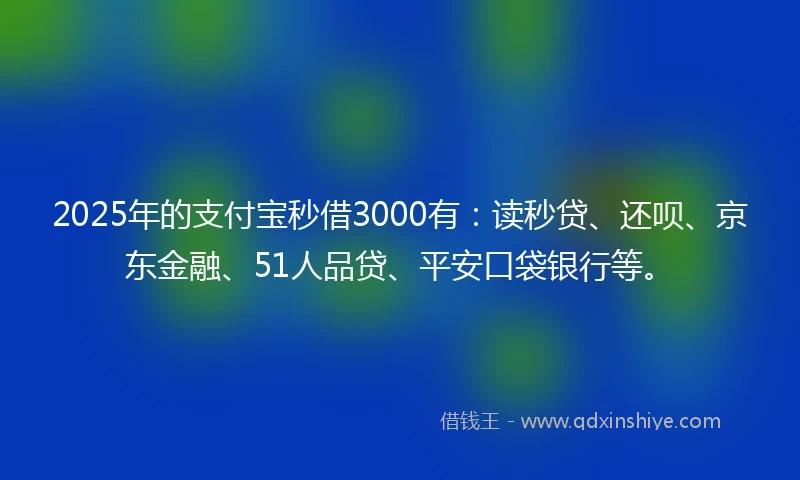 2025年的支付宝秒借3000有：读秒贷、还呗、京东金融、51人品贷、平安口袋银行等。