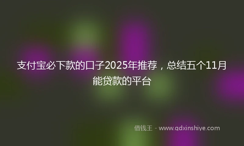 支付宝必下款的口子2025年推荐，总结五个11月能贷款的平台