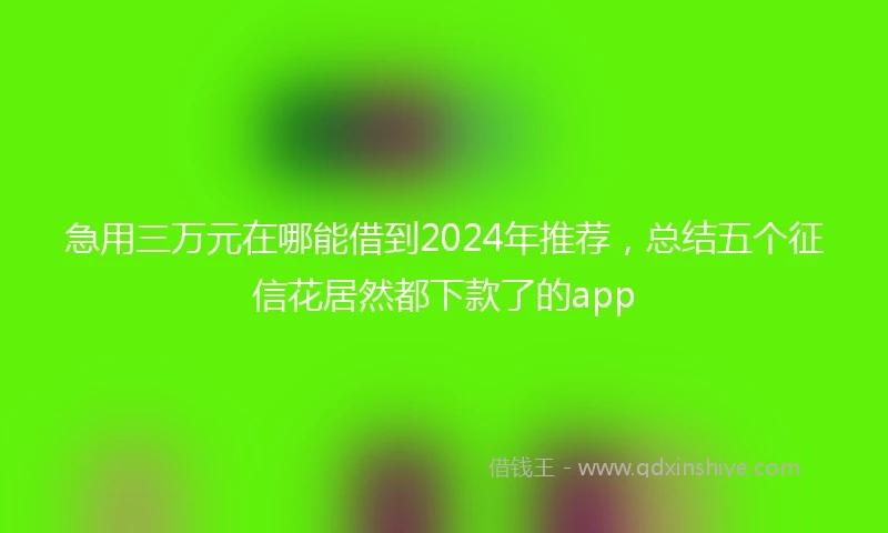 急用三万元在哪能借到2024年推荐，总结五个征信花居然都下款了的app