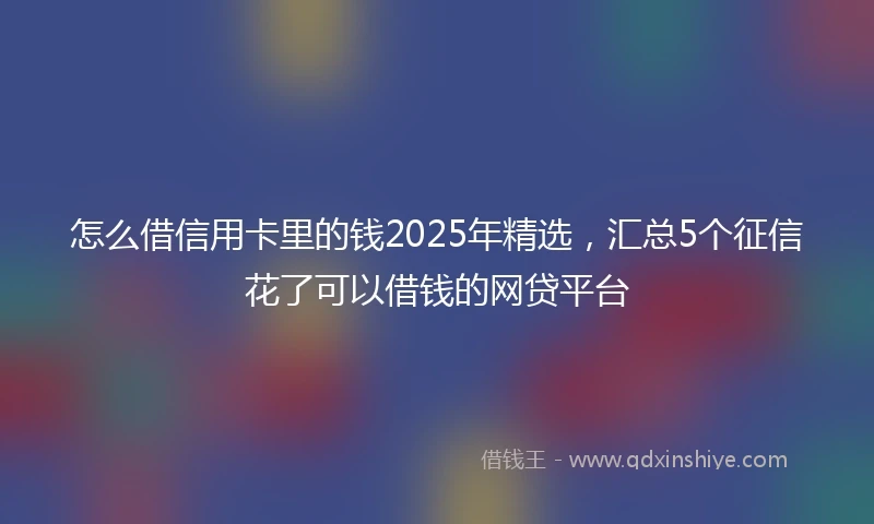 怎么借信用卡里的钱2025年精选，汇总5个征信花了可以借钱的网贷平台