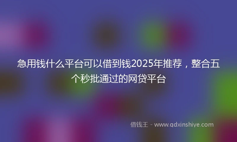 急用钱什么平台可以借到钱2025年推荐，整合五个秒批通过的网贷平台