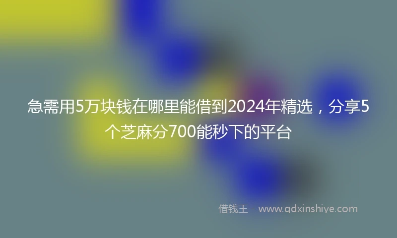 急需用5万块钱在哪里能借到2024年精选，分享5个芝麻分700能秒下的平台