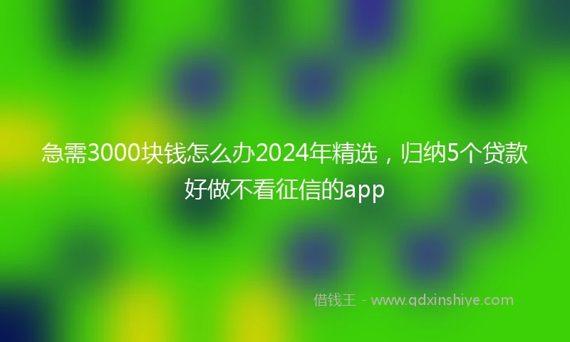 急需3000块钱怎么办2024年精选，归纳5个贷款好做不看征信的app
