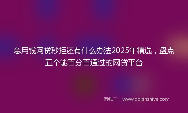 急用钱网贷秒拒还有什么办法2025年精选，盘点五个能百分百通过的网贷平台
