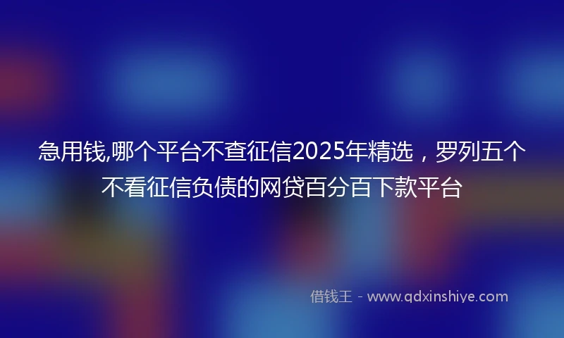 急用钱,哪个平台不查征信2025年精选,罗列五个不看征信负债的网贷百分百下款平台