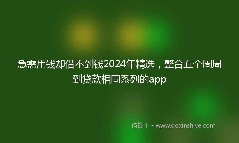 急需用钱却借不到钱2024年精选，整合五个周周到贷款相同系列的app