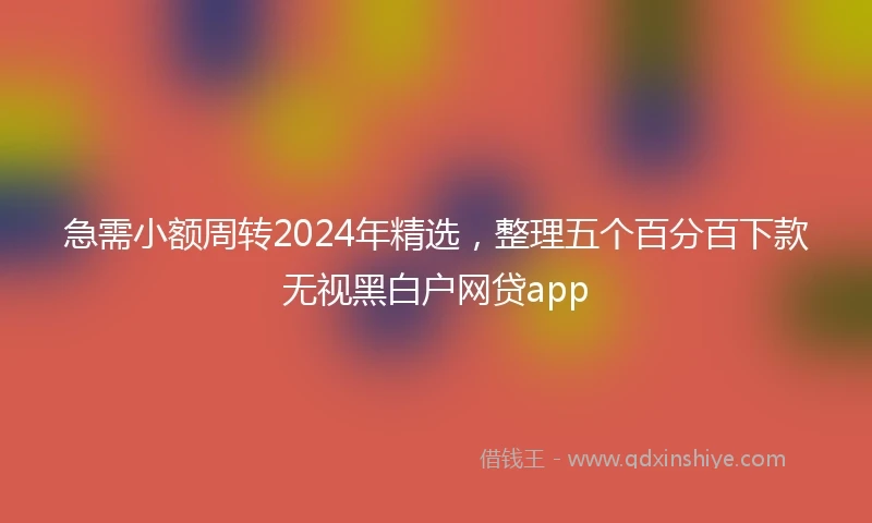 急需小额周转2024年精选，整理五个百分百下款无视黑白户网贷app