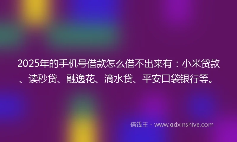 2025年的手机号借款怎么借不出来有：小米贷款、读秒贷、融逸花、滴水贷、平安口袋银行等。