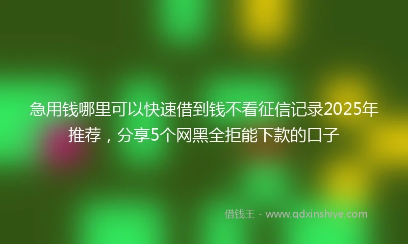 急用钱哪里可以快速借到钱不看征信记录2025年推荐，分享5个网黑全拒能下款的口子