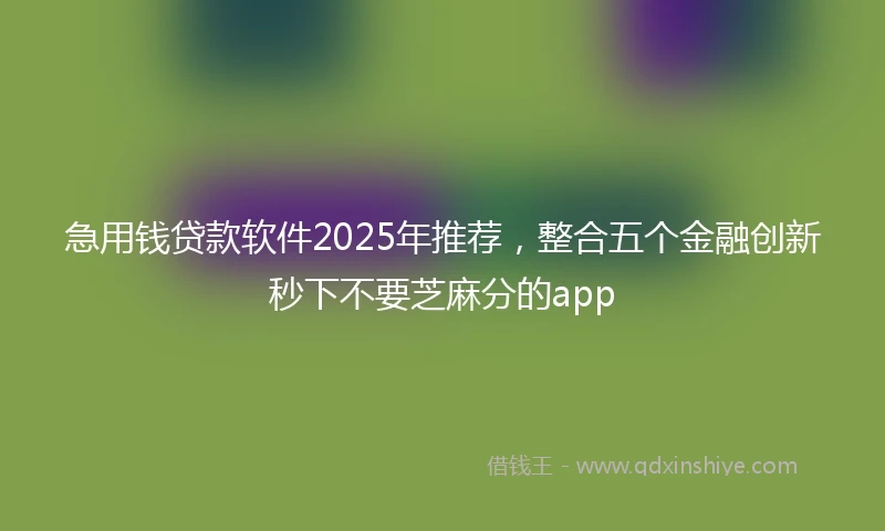 急用钱贷款软件2025年推荐，整合五个金融创新秒下不要芝麻分的app