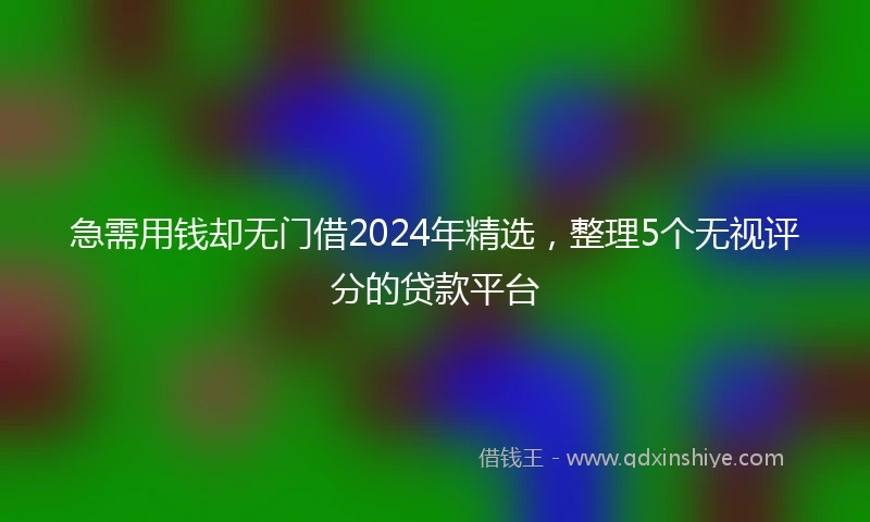 急需用钱却无门借2024年精选，整理5个无视评分的贷款平台