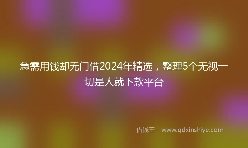 急需用钱却无门借2024年精选，整理5个无视一切是人就下款平台