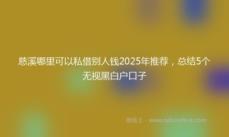 慈溪哪里可以私借别人钱2025年推荐，总结5个无视黑白户口子