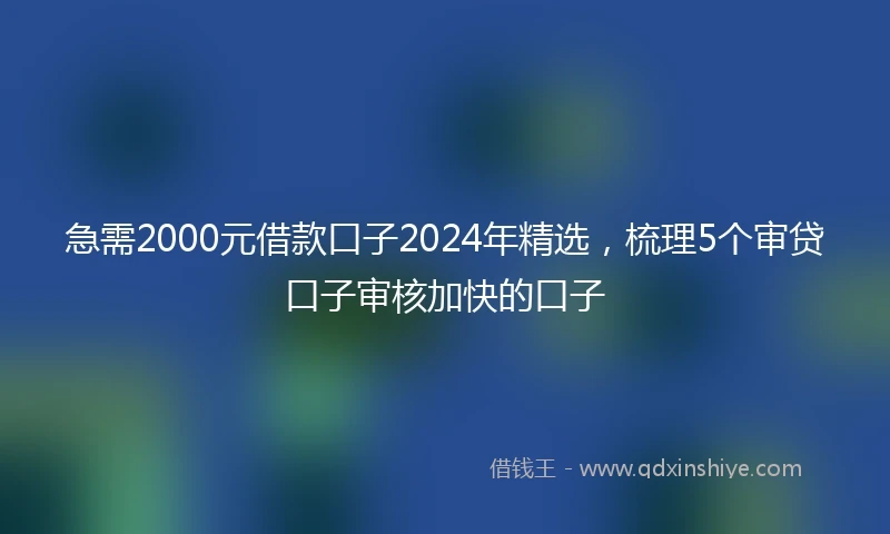 急需2000元借款口子2024年精选，梳理5个审贷口子审核加快的口子