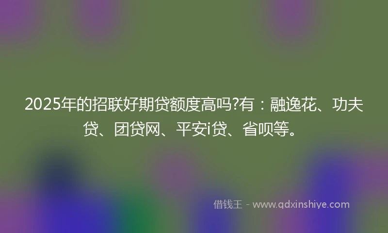 2025年的招联好期贷额度高吗?有：融逸花、功夫贷、团贷网、平安i贷、省呗等。