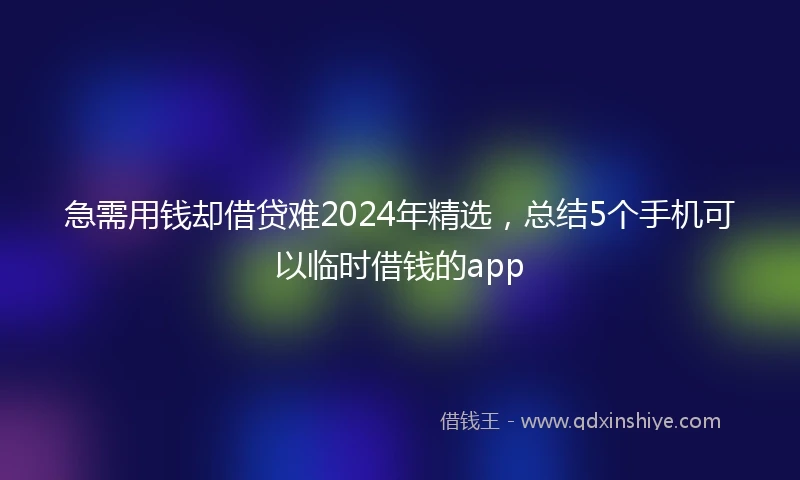 急需用钱却借贷难2024年精选，总结5个手机可以临时借钱的app