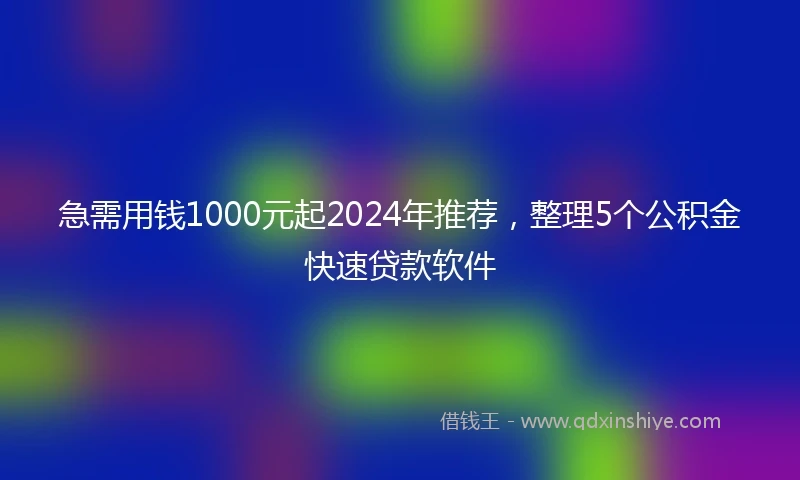 急需用钱1000元起2024年推荐，整理5个公积金快速贷款软件