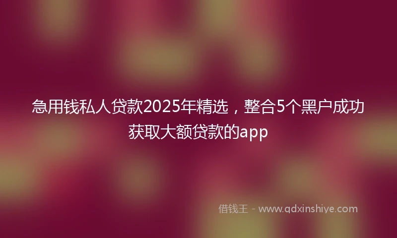 急用钱私人贷款2025年精选，整合5个黑户成功获取大额贷款的app