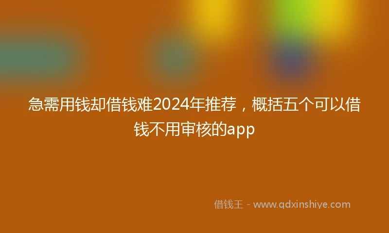 急需用钱却借钱难2024年推荐，概括五个可以借钱不用审核的app