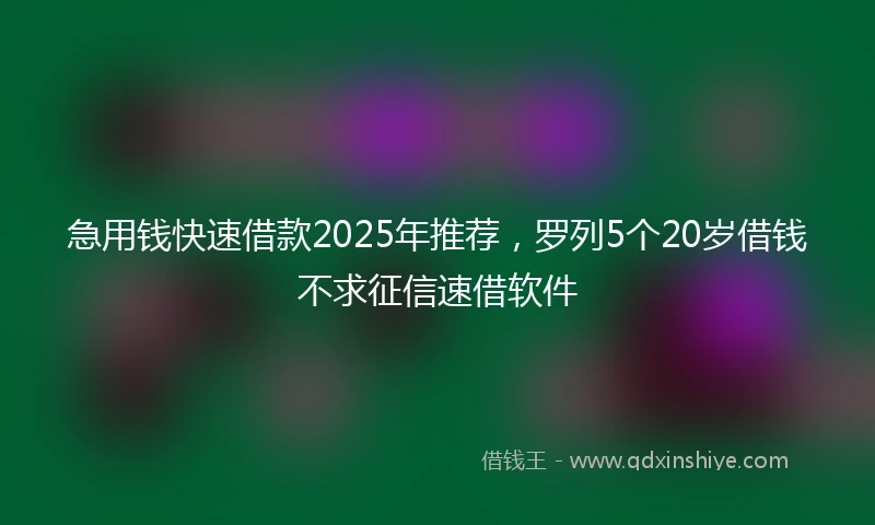急用钱快速借款2025年推荐,罗列5个20岁借钱不求征信速借软件