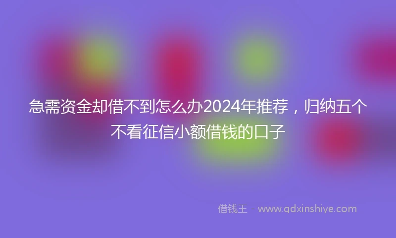 急需资金却借不到怎么办2024年推荐，归纳五个不看征信小额借钱的口子