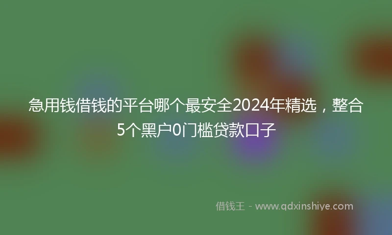 急用钱借钱的平台哪个最安全2024年精选，整合5个黑户0门槛贷款口子