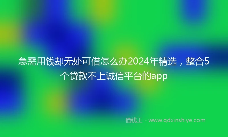急需用钱却无处可借怎么办2024年精选，整合5个贷款不上诚信平台的app