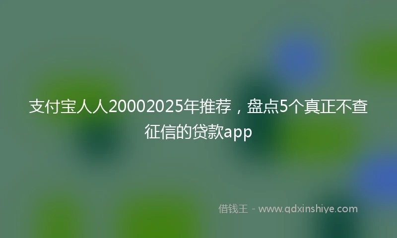 支付宝人人20002025年推荐，盘点5个真正不查征信的贷款app
