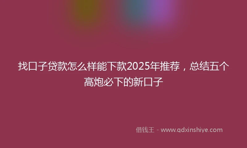 找口子贷款怎么样能下款2025年推荐，总结五个高炮必下的新口子