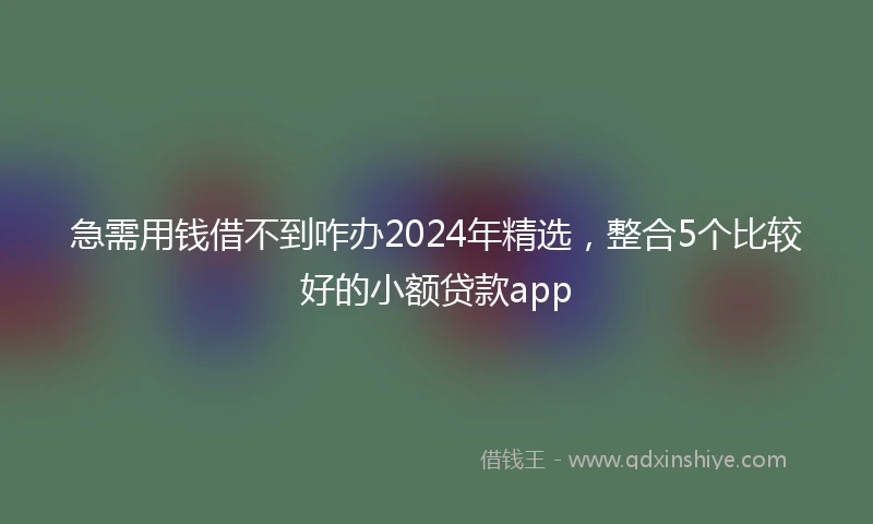 急需用钱借不到咋办2024年精选，整合5个比较好的小额贷款app