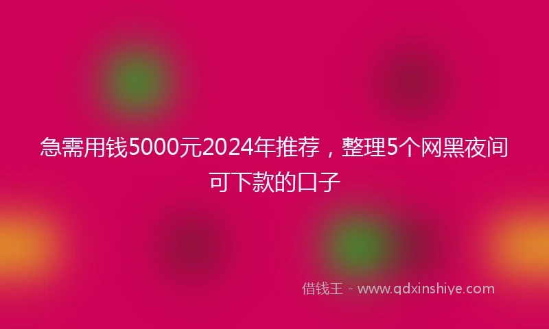 急需用钱5000元2024年推荐，整理5个网黑夜间可下款的口子