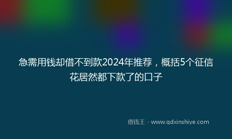 急需用钱却借不到款2024年推荐，概括5个征信花居然都下款了的口子