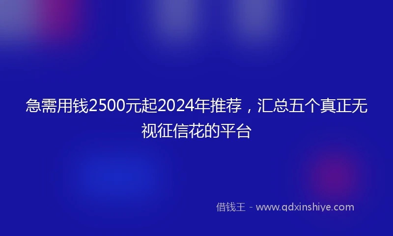 急需用钱2500元起2024年推荐，汇总五个真正无视征信花的平台