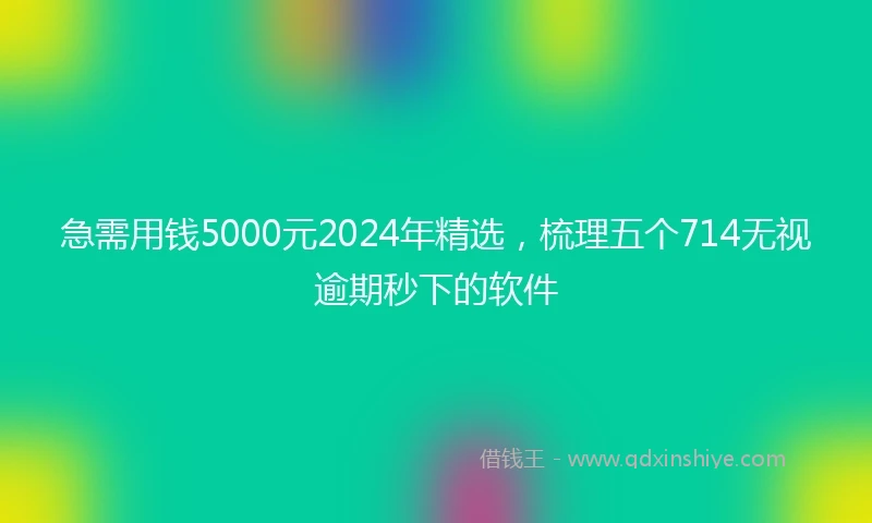 急需用钱5000元2024年精选，梳理五个714无视逾期秒下的软件