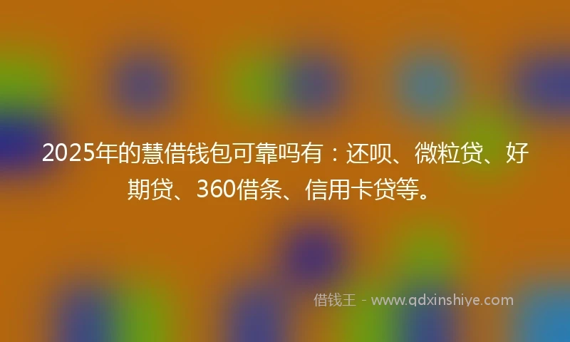 2025年的慧借钱包可靠吗有：还呗、微粒贷、好期贷、360借条、信用卡贷等。