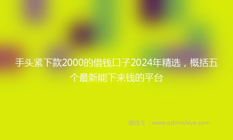 手头紧下款2000的借钱口子2024年精选，概括五个最新能下来钱的平台